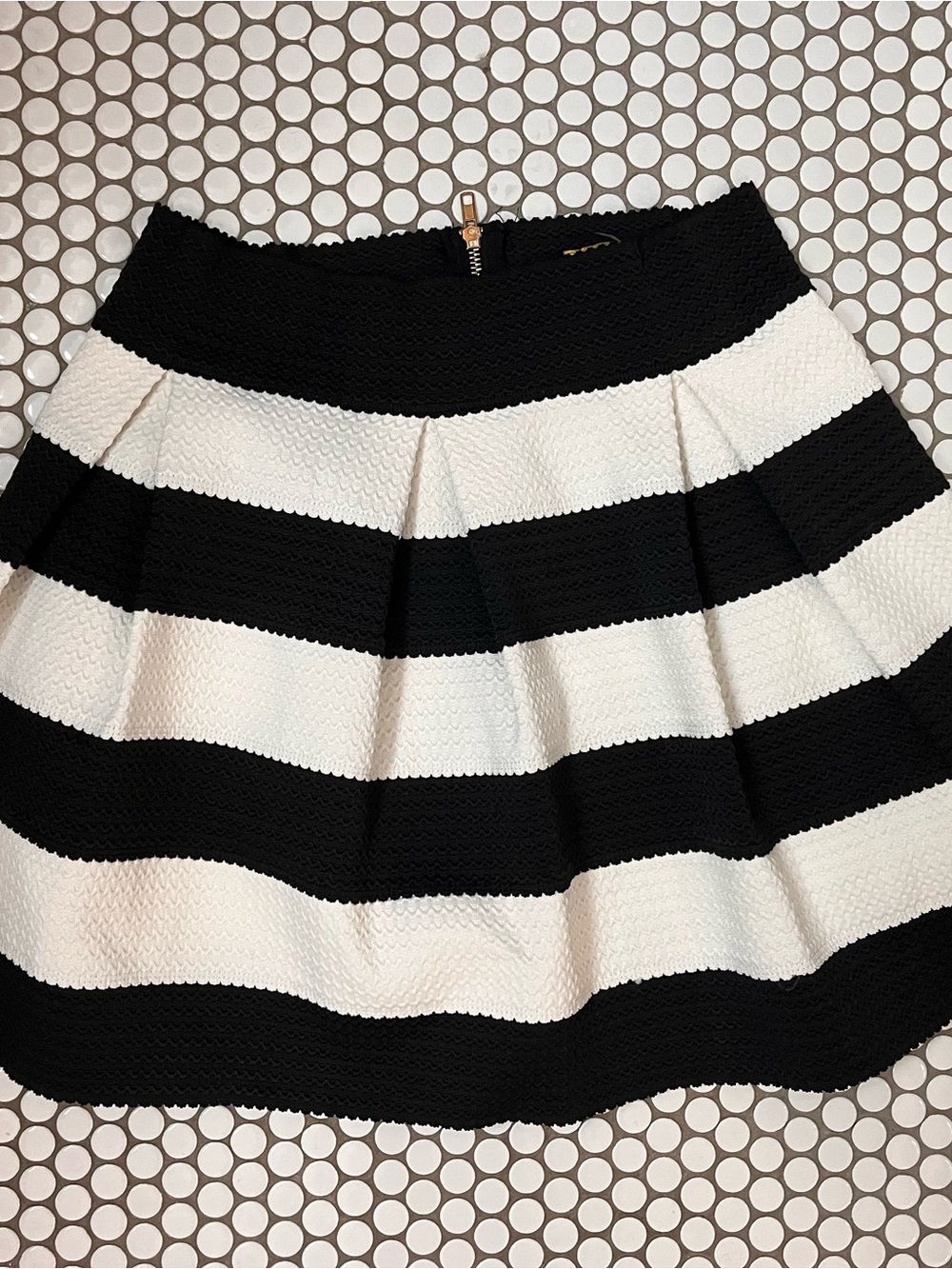 Classic Feminine Black and White Striped Circle Skirt